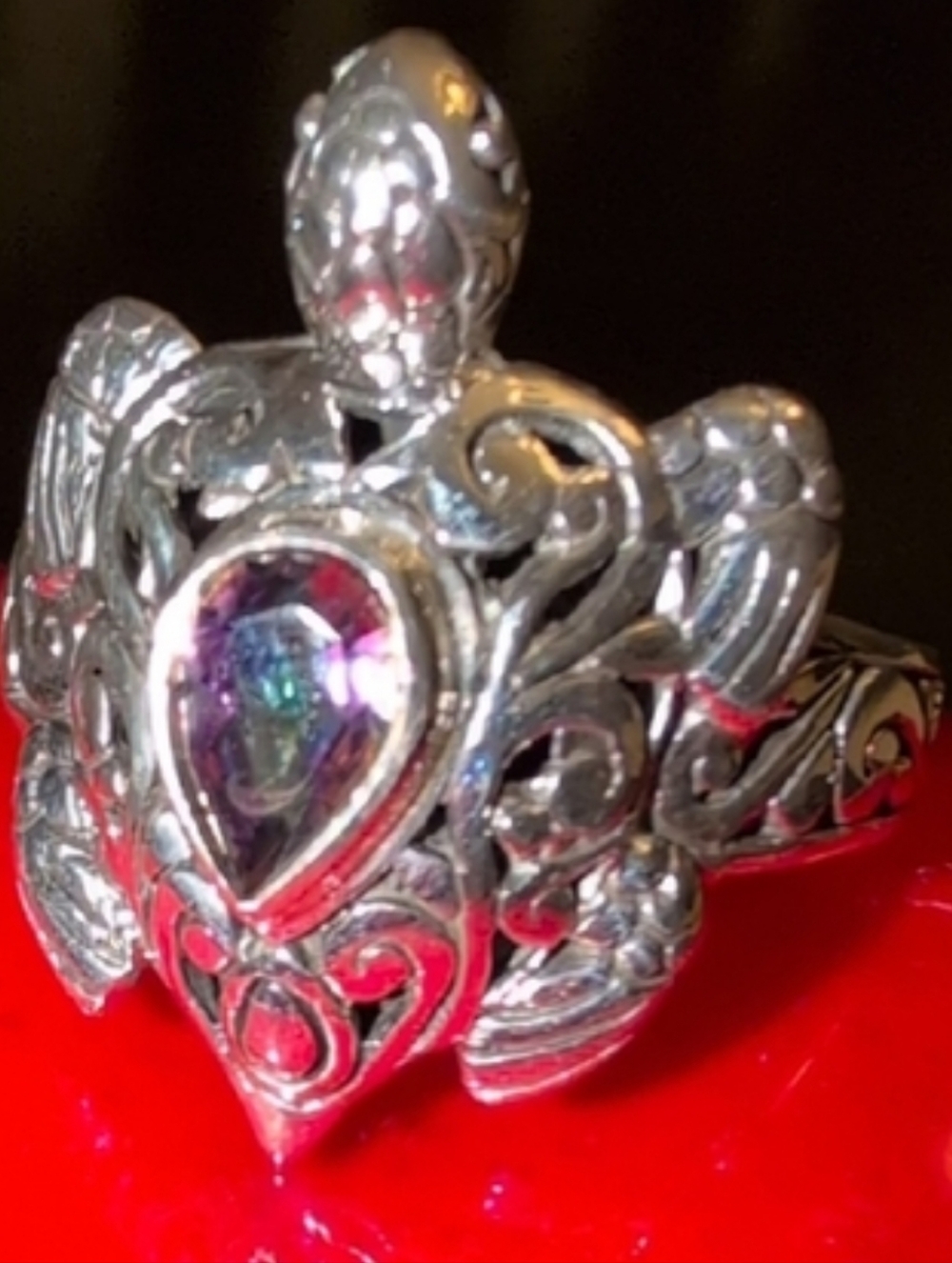 Sterling Silver Ornate Amethyst Turtle Ring